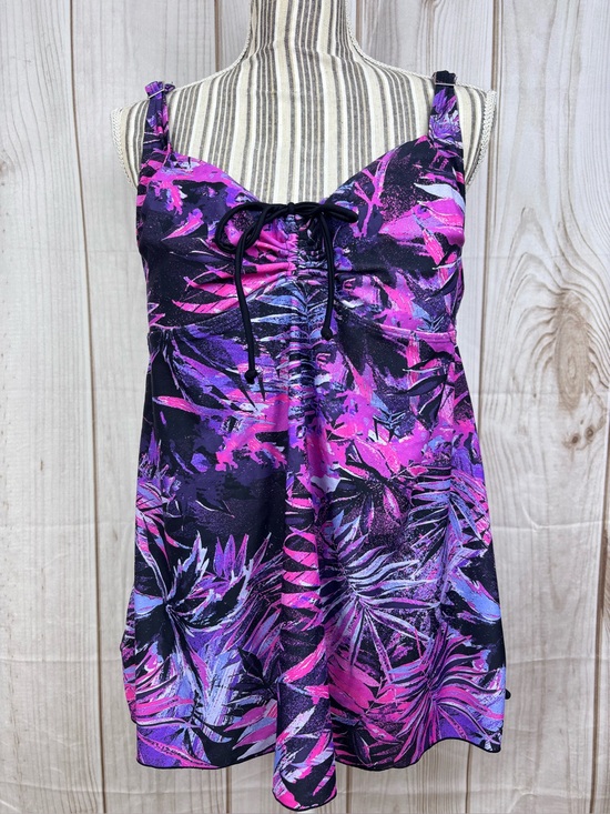 Septangle Other - Septangle Plus Size Tankini Swim Top Tropical Print Adjustable Purple Pink Sz 20